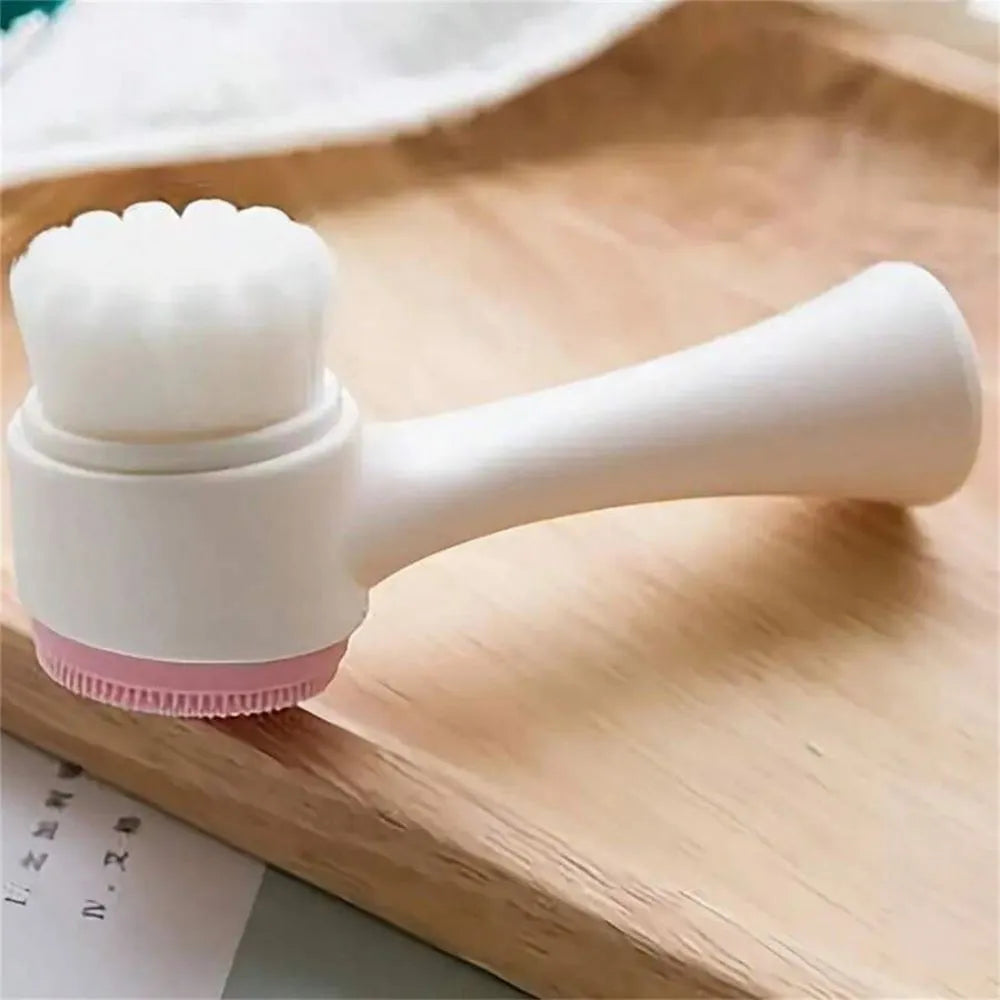 Blue nylon paw brush for dogs and cats on a white background, showing its textured head and handle.