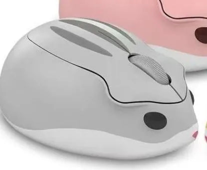 Hamster wireless Bluetooth silent mouse in yellow, pink, or grey colours showing compact design