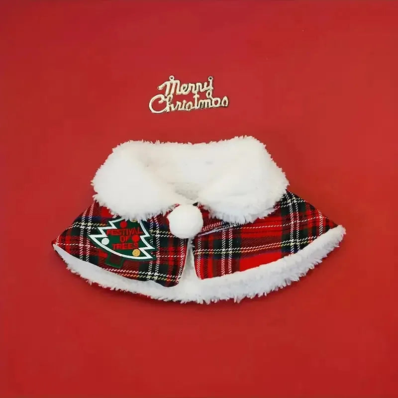 Polyester pet scarf with festive snowflake pattern for winter holidays and Christmas celebrations