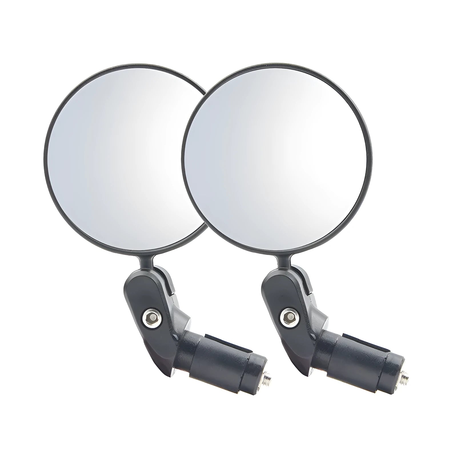 Black foldable convex rearview mirror showing 7cm diameter and rotating joint.