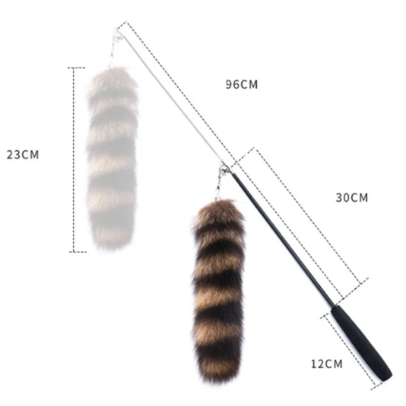 Black interactive cat toy wand with 42cm elastic string for kitten play