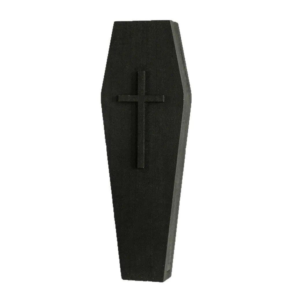 Black wooden cross wall vase shelf decoration measuring 27cm wide