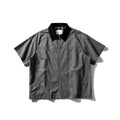 Men's short sleeve cotton overalls shirt in loose cardigan style, khaki colour option