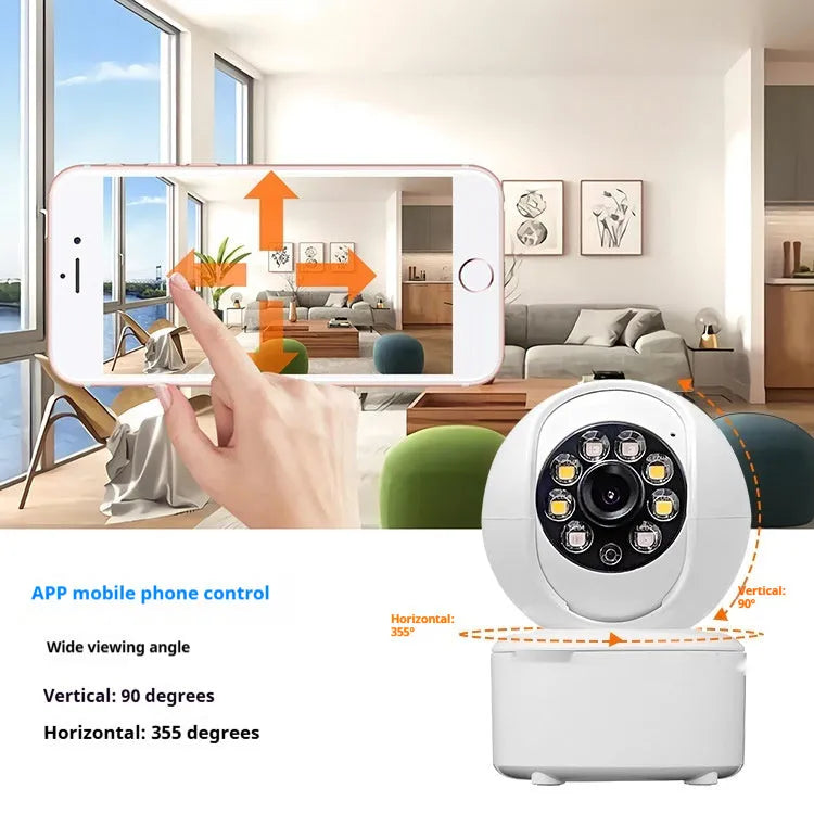 1080p HD indoor panorama security camera with ceiling mount bracket on white background