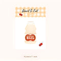 A6 food-themed note paper handbook showing Bread01 design with back card support