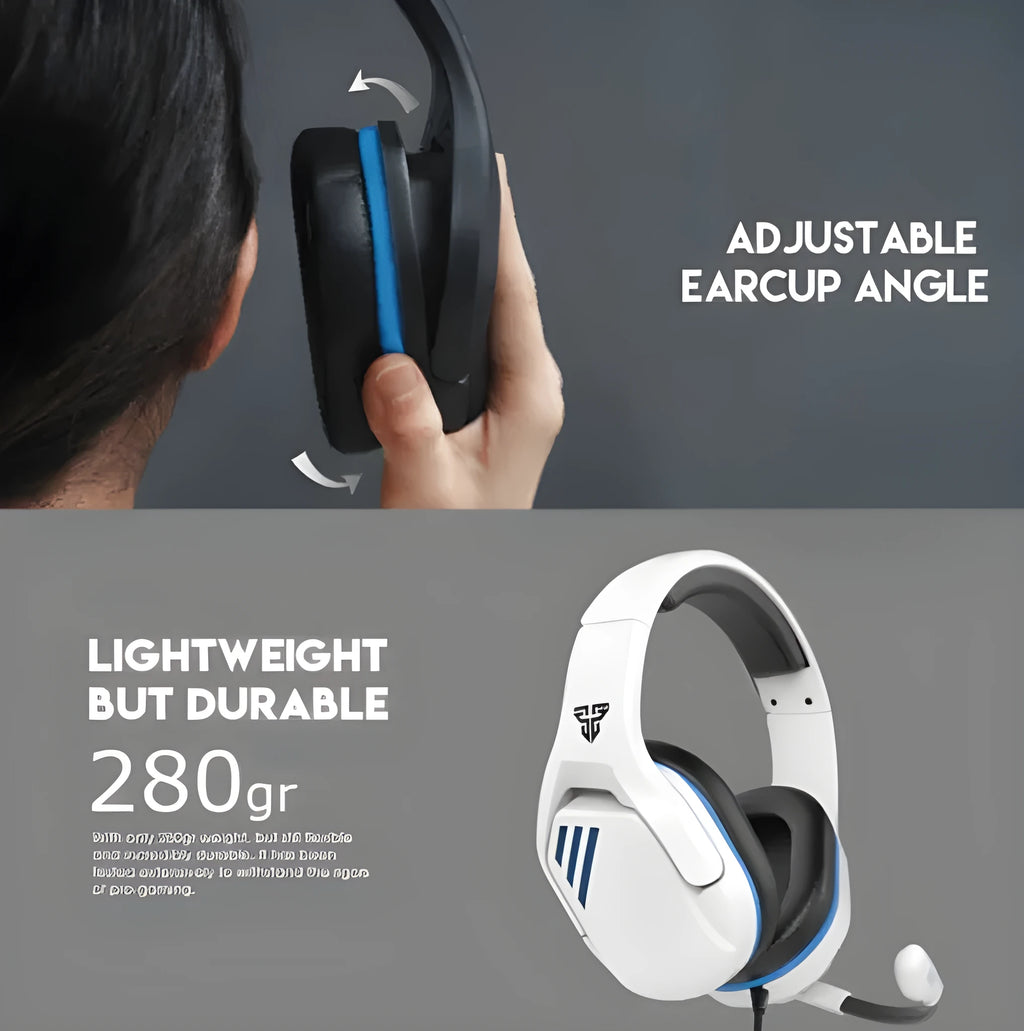 Black and white versions of a wired McWired esports gaming headset with over-ear cups and a boom microphone.