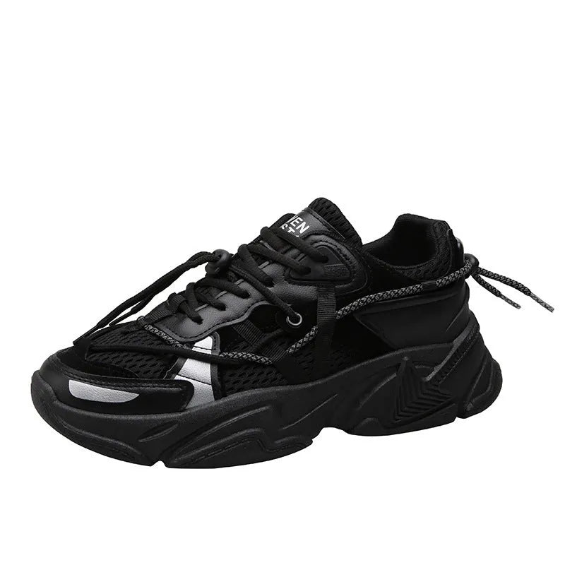 Men's white platform sneakers with lace-up front, shown on a neutral background.
