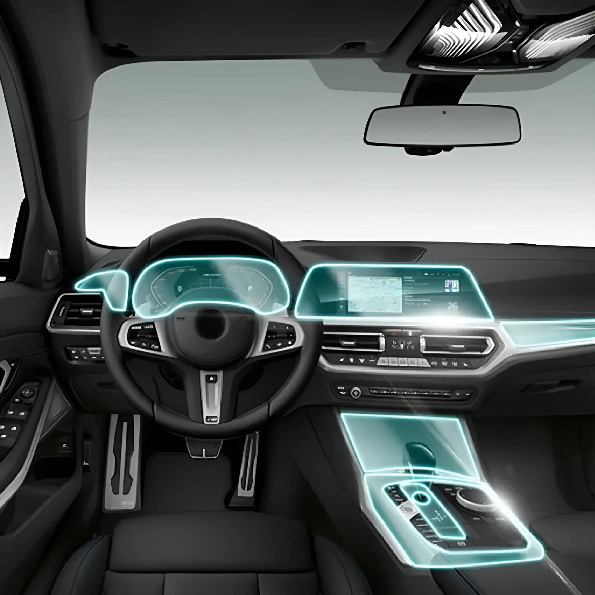 Transparent TPU protective film for BMW 3 Series centre console and gear lever