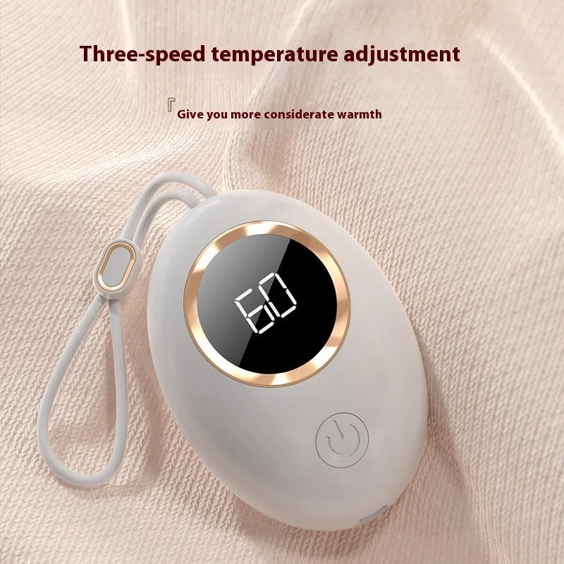 USB digital display hand warmer in various colours showing portable mini design