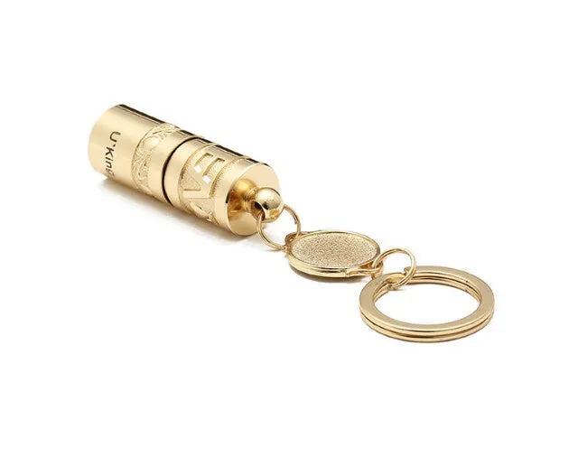 Waterproof mini portable LED flashlight keychain with gold zinc alloy housing