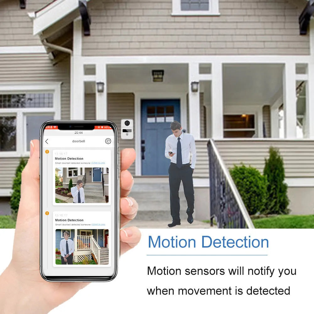 Wireless network video intercom doorbell with colour HD camera and 10-inch display unit