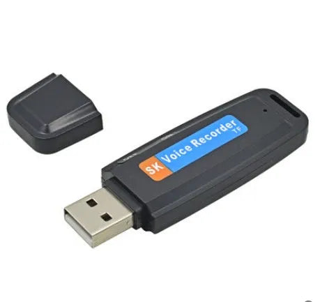 SK-001 creative black and white USB flash drive with voice card functionality showing dimensions