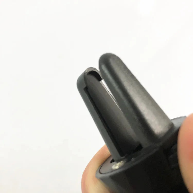 Glory black car phone holder mounted on car air vent with adjustable phone cradle
