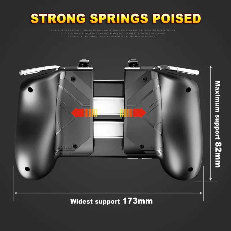 Telescopic mobile game controller handle with adjustable clamp for smartphones in black, blue and white colour options