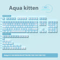 Watercolour cat themed PBT keyboard keycaps set with 138 or 158 keys for mechanical keyboards.