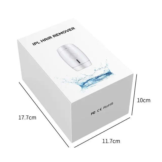 White home laser hair removal device with LCD display and five adjustment buttons