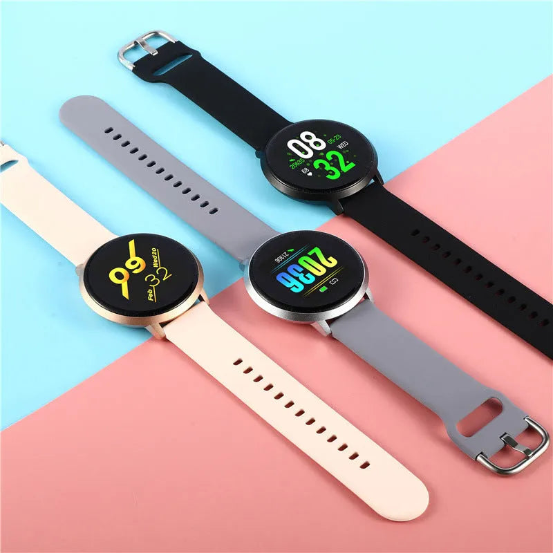 Ultra-thin waterproof smart health bracelet with 1.3-inch touchscreen in black, gold or silver colours