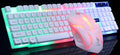 GTX300 black and white gaming keyboard and mouse set with glowing backlit keys