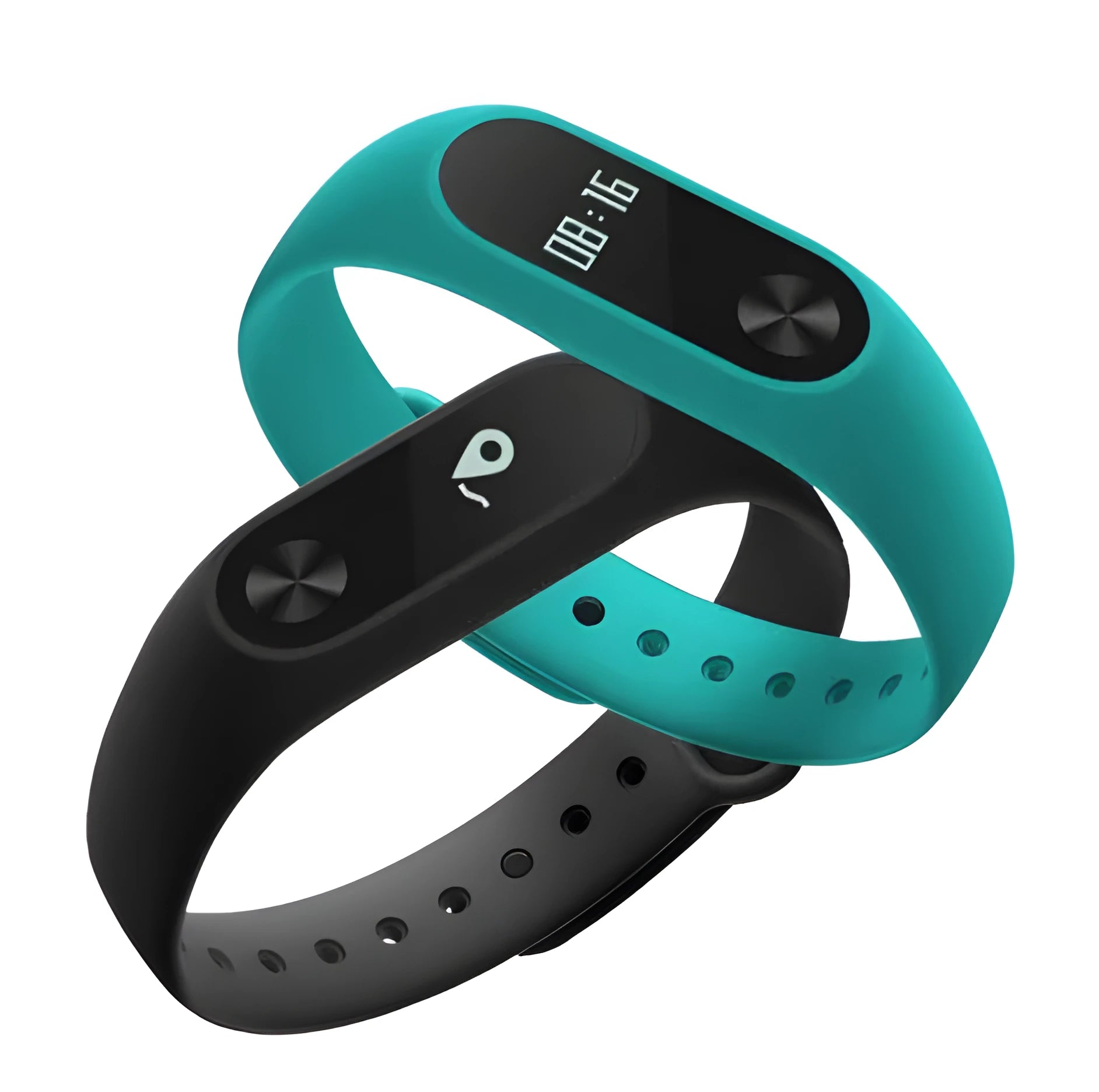 Xiaomi Mi Band 2 black fitness tracker on wrist showing OLED touchscreen display