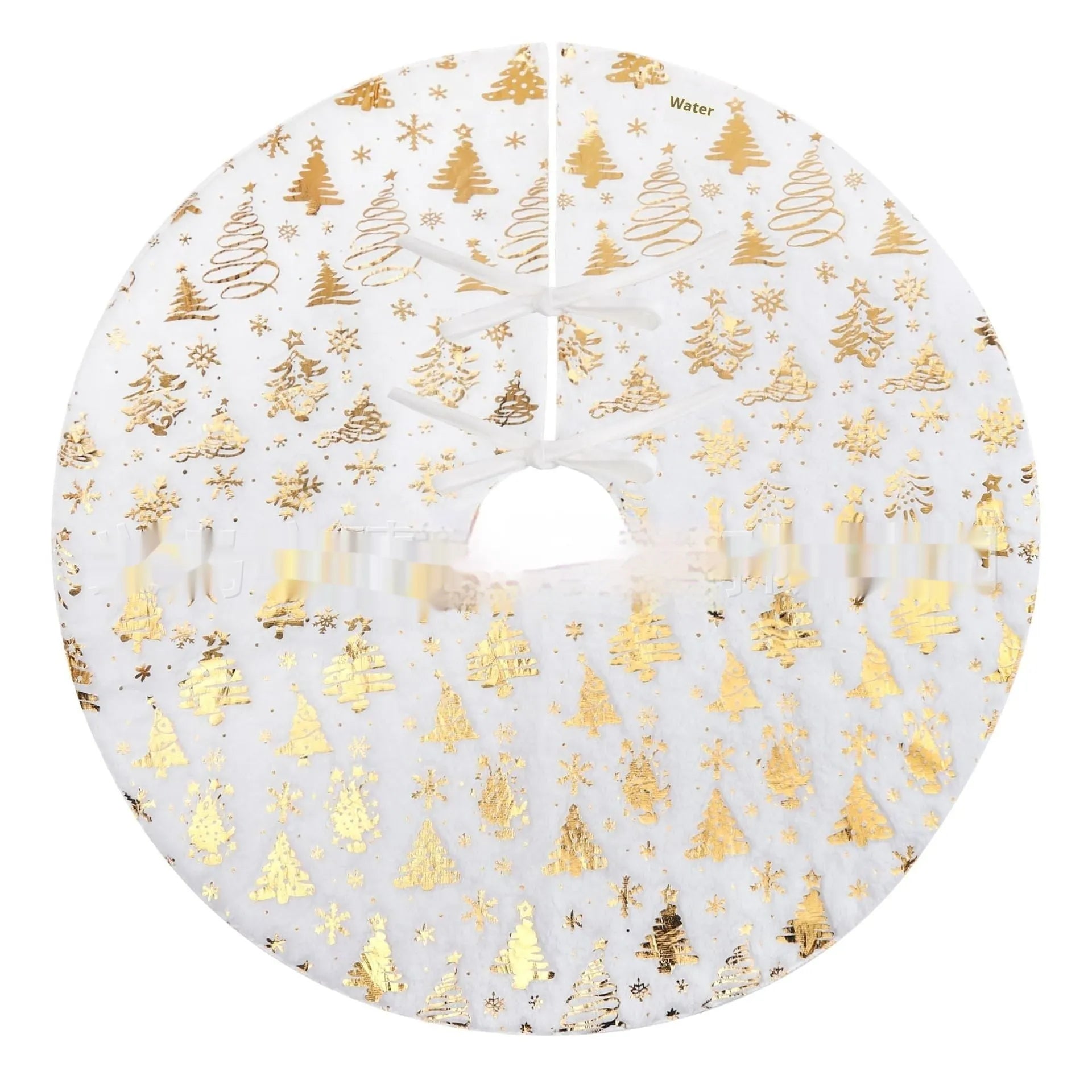 Plush Christmas tree mat with snowflake design in seasonal red and green colours