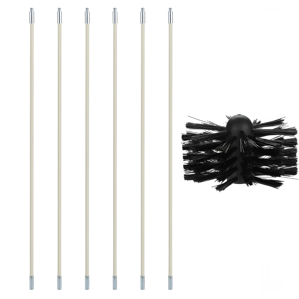 Flexible chimney and dryer pipe cleaning brush with nylon bristles and 600mm length