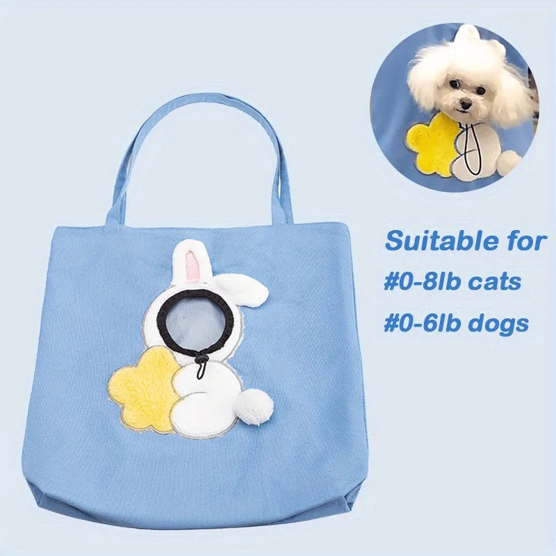 Little Bee Design canvas pet carrier shoulder bag with safety zippers and animal patterns