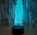 Leaning Tower of Pisa 3D acrylic nightlight with colour-changing LED base and remote control.