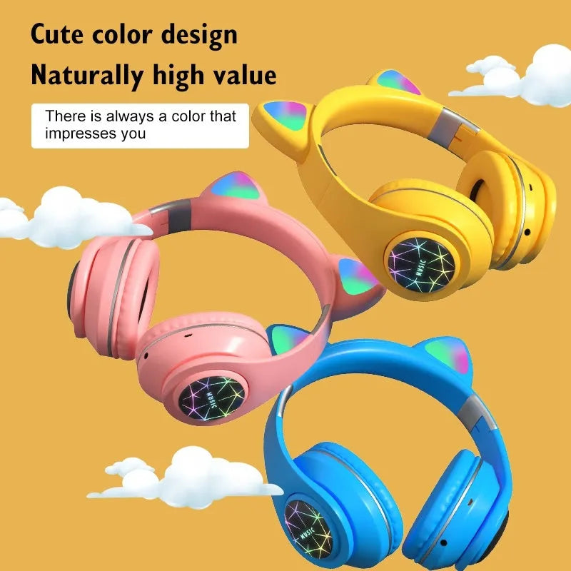 Wireless Bluetooth sports headset with cat ear design in multiple colour options
