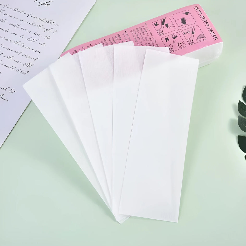Non-woven fabric hair removal wax paper strips in 50 or 100 piece pack options