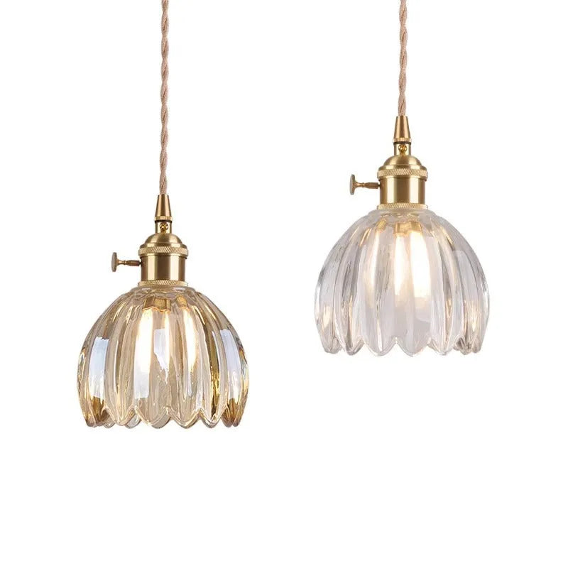 Vintage glass flower chandelier in Nordic style for bedroom ceiling installation