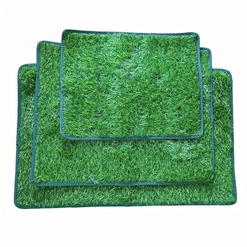 Washable artificial grass dog and cat toilet training mat shown in three sizes.