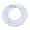 Blue multi-circle patterned agate bracelet with scattered 6-6.8mm beads and Ruyi design detail on a white background.