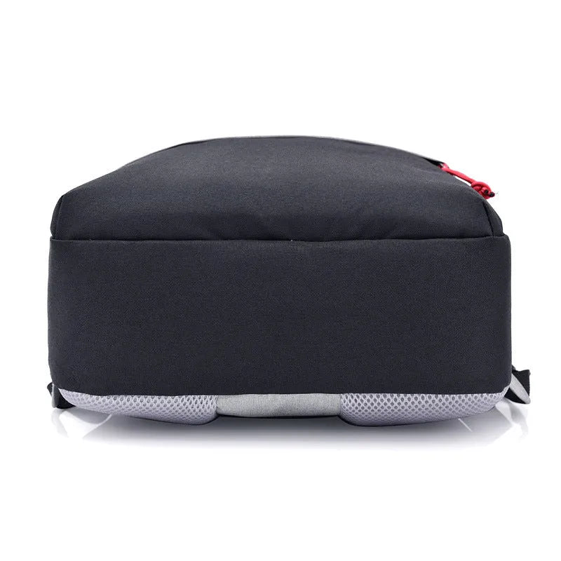 15-inch polyester canvas backpack in black with zipper closure, laptop pocket, phone bag and double straps
