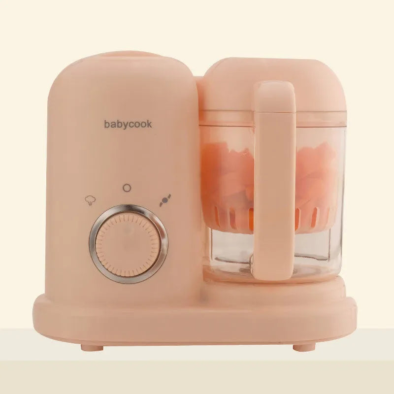 Baby food processor steamer and blender with double mixing blades in green or pink