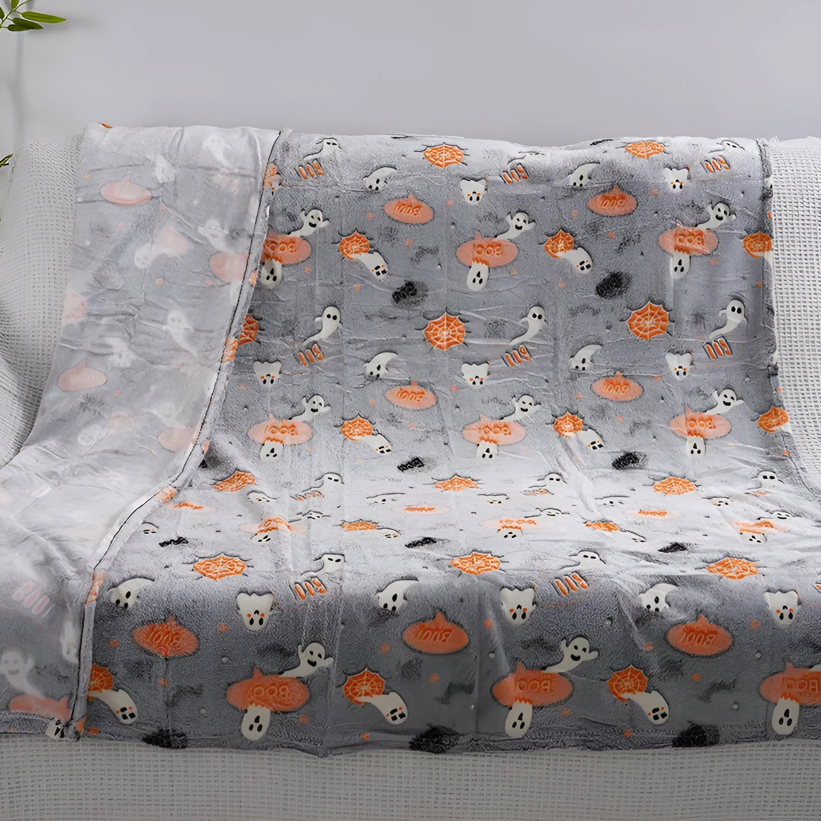 Cartoon-style flannel blanket for kids, shown as an air conditioner cover and throw.