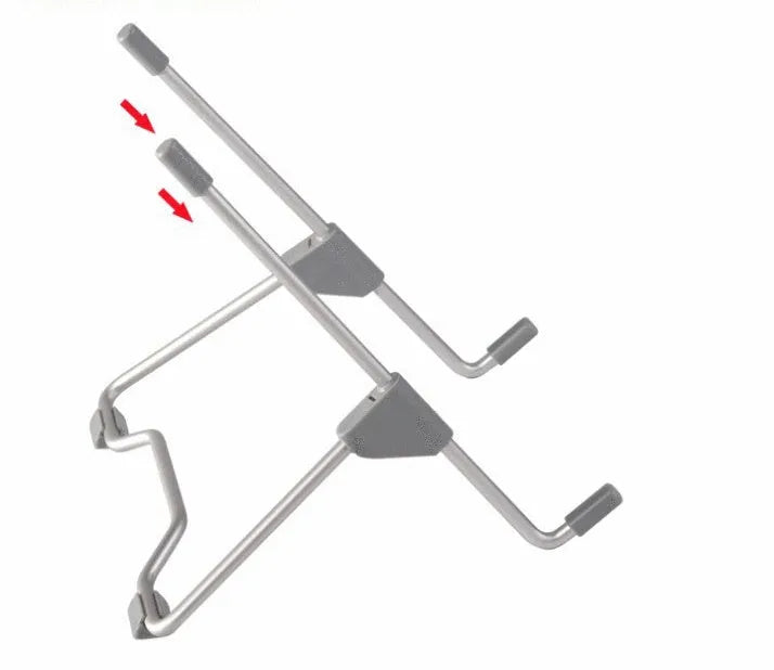 Grey aluminium alloy phone and laptop stand with adjustable viewing angles