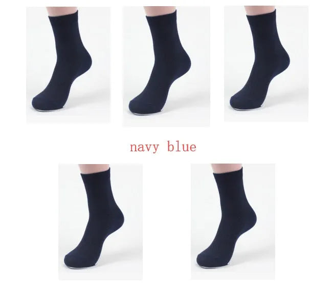 Men's bamboo fibre business socks showing small square pattern in five colour options