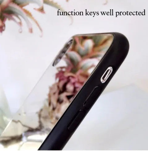 Black iPhone case with a reflective mirror surface on the back, compatible with iPhone X and iPhone 7/8 Plus models.