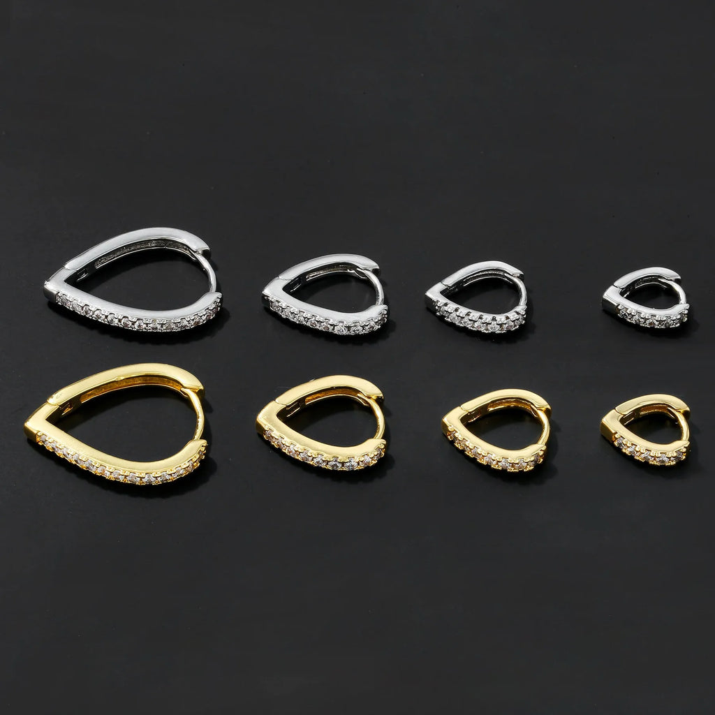 Geometric heart-shaped copper ear clip with electroplated gold finish