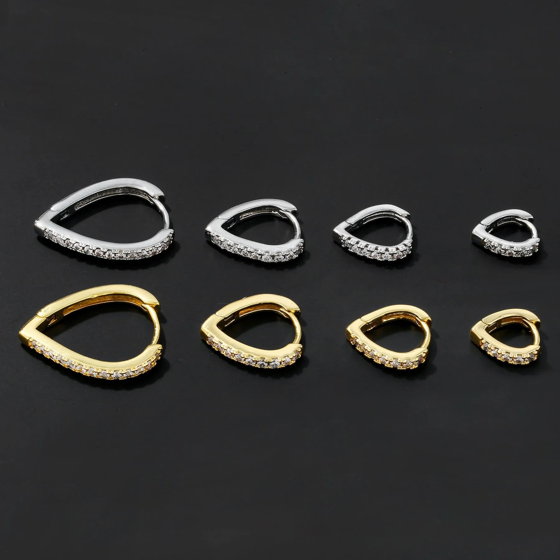 Geometric heart-shaped copper ear clip with electroplated gold finish