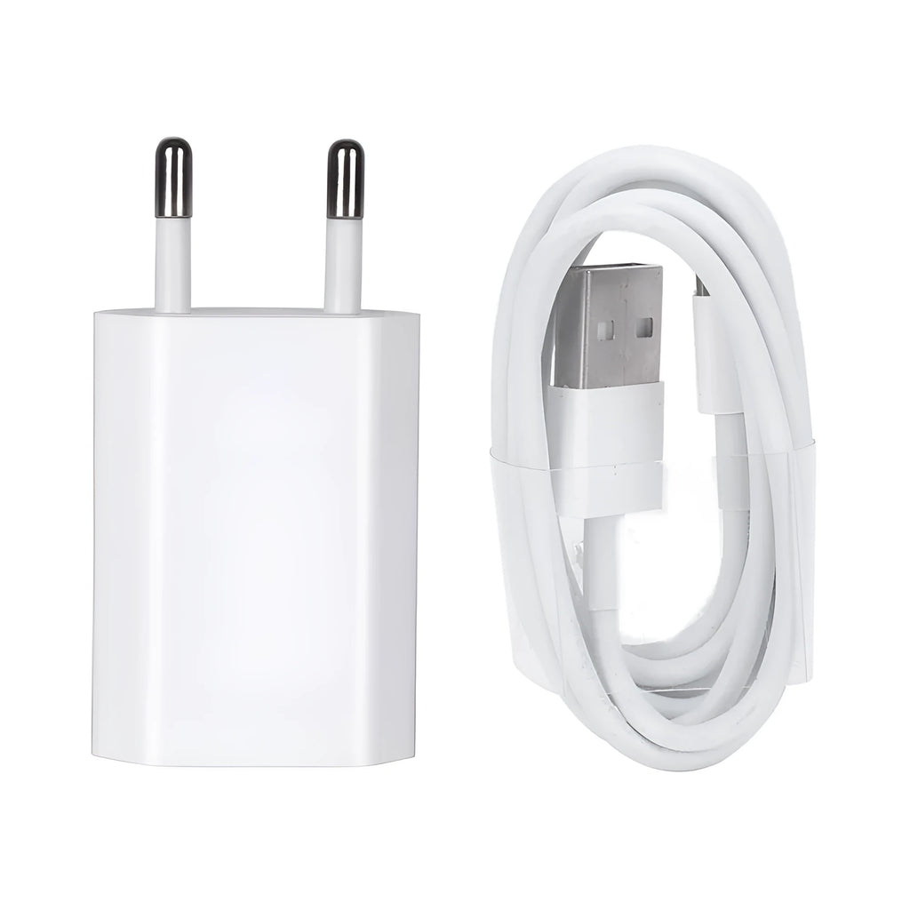 5V 2A USB wall charger unit with optional 1, 2, or 3 metre charging cable bundles for iPhone and iPad models