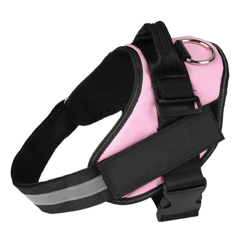 Reflective adjustable nylon no-pull dog harness vest in multiple colours