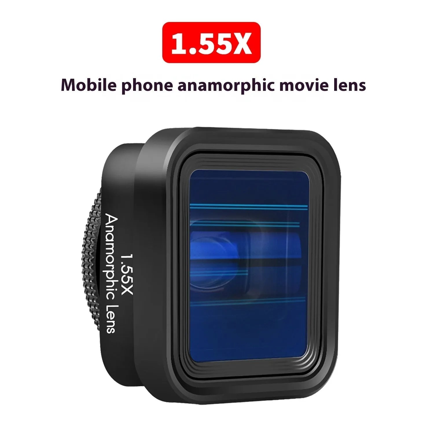 Black mobile phone anamorphic lens for 2.40:1 cinematic video with 17mm thread mount