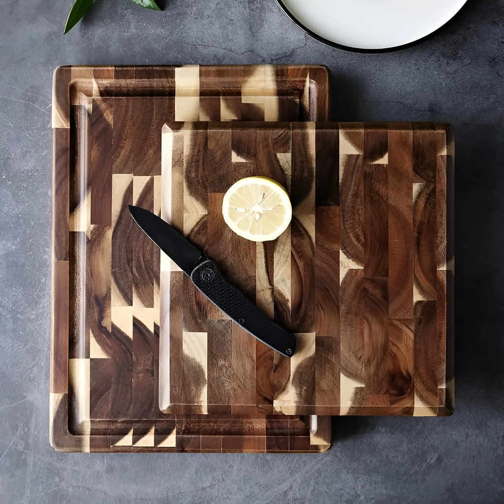 Brown parquet solid wood cutting board with 3cm thickness made from imported acacia