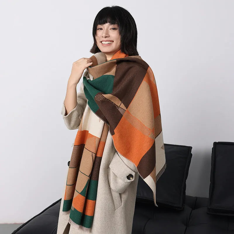 Imitation cashmere shawl scarf in a choice of colours, shown at its 185cm by 65cm size.