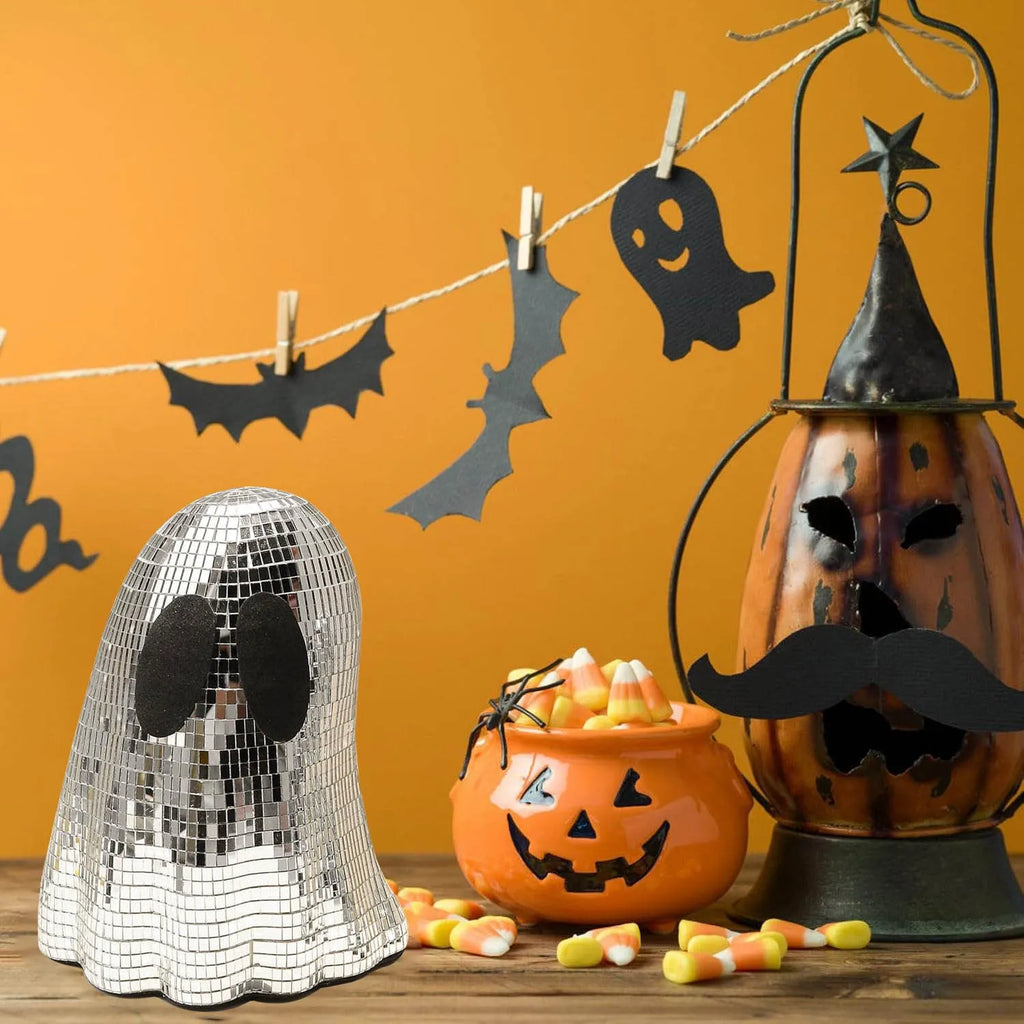 Silver Halloween ghost mosaic mirror patch desktop decoration in two size options
