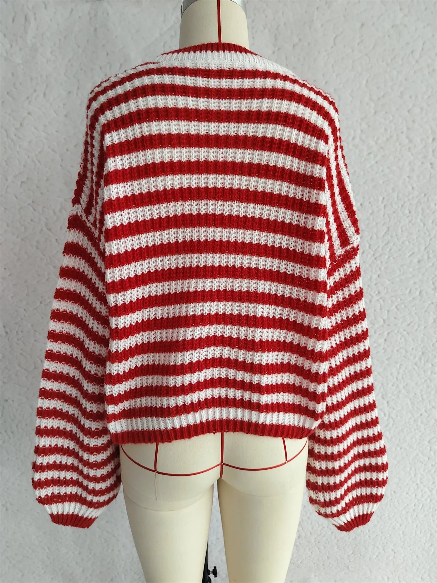 Women's vintage striped pullover sweater in polyester fabric for autumn winter wear