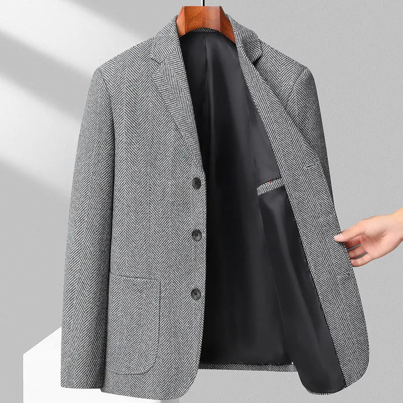 Men's loose-fit polyester suit coat in solid colours for spring and autumn casual wear