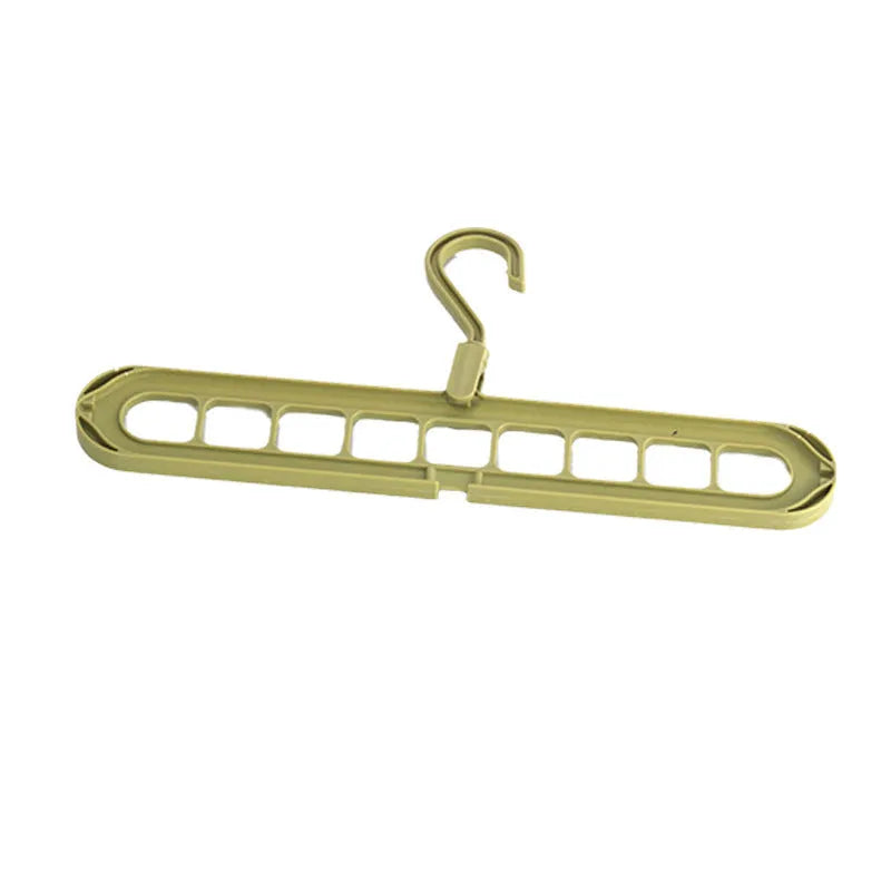 Plastic nine-hole folding trouser hanger in beige, blue, grey, green, or pink colour