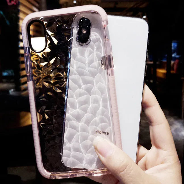 Striped TPU iPhone case back cover with choice of black, pink or white borders